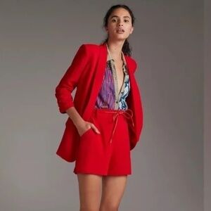 NWT Mare Mare x Anthropologie red 2 piece set blazer and shorts L